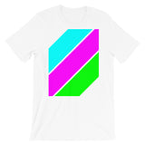 Cyan Magenta Green Stripes Unisex T-Shirt Abyssinian Kiosk Diagonal Stripes Fashion Cotton Apparel Clothing Bella Canvas Original Art