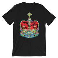 Funky Crown Red Unisex T-Shirt Abyssinian Kiosk Empress Menen Crown Haile Selassie Colors African Royal Royalty Fashion Cotton Apparel Clothing Bella Canvas Original Art