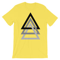 3 Triangles Black to Grey Unisex T-Shirt Abyssinian Kiosk Fashion Cotton Apparel Clothing Bella Canvas Original Art