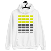 Dark Yellow & Grey Grid Bars Unisex Hoodie Abyssinian Kiosk Rectangle Bars Spaced Evenly Grid Pattern Fashion Cotton Apparel Clothing Gildan Original Art