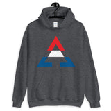 Pyramid RWB Unisex Hoodie Gildan Original Art Abyssinian Kiosk Fashion Cotton Apparel Clothing Triangle RWB Red White Blue America American Flag