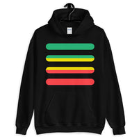 Green to Yellow to Red Bars Unisex Hoodie Abyssinian Kiosk Ethiopia Fashion Cotton Apparel Clothing Gildan Original Art