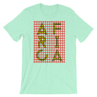 Africa Yellow Letters Red Grid Unisex T-Shirt Abyssinian Kiosk Fashion Cotton Apparel Clothing Bella Canvas Original Art 