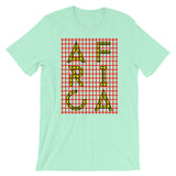 Africa Yellow Letters Red Grid Unisex T-Shirt Abyssinian Kiosk Fashion Cotton Apparel Clothing Bella Canvas Original Art 