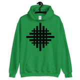 Black Weaved Cross Unisex Hoodie Abyssinian Kiosk Equal Armed Cross Fashion Cotton Apparel Clothing Gildan Original Art