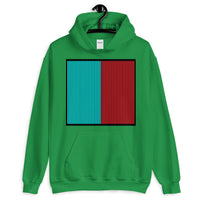 Black Back Cyan Red Lines Unisex Hoodie Square Abyssinian Kiosk Fashion Cotton Apparel Clothing Gildan Original Art