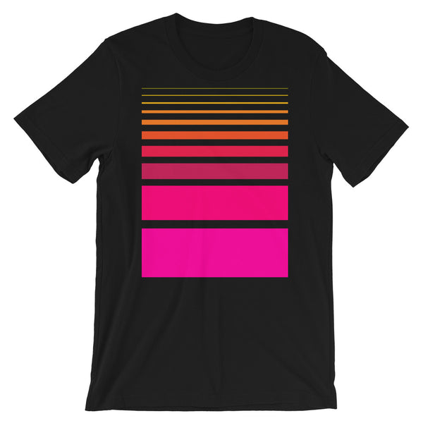 Pink to Yellow Unisex T-Shirt Thick Bars to Thin Lines Abyssinian Kiosk Fashion Cotton Apparel Clothing Bella Canvas Original Art