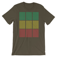 Green Yellow Red Squares Unisex T-Shirt Abyssinian Kiosk Fashion Cotton Apparel Clothing Bella Canvas Original Art