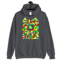 Green Yellow Red Triangles Unisex Hoodie Abyssinian Kiosk Falling Triangles Fashion Cotton Apparel Clothing Gildan Original Art