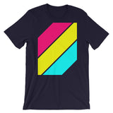 Pink Yellow Cyan Stripes Unisex T-Shirt Abyssinian Kiosk Diagonal Stripes Fashion Cotton Apparel Clothing Bella Canvas Original Art