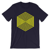 Yellow Cube Illusion Unisex T-Shirt Abyssinian Kiosk 3D Bars Polygon Fashion Cotton Apparel Clothing Bella Canvas Original Art 