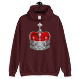 Greyscale & Red Crown Unisex Hoodie Abyssinian Kiosk Empress Menen Crown Haile Selassie Red Velvet African Royal Royalty Fashion Cotton Apparel Clothing Gildan Original Art