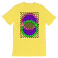 Pink Green Rings Purple Inner & Black Lines Unisex T-Shirt Abyssinian Kiosk Fashion Cotton Apparel Clothing Bella Canvas Original Art