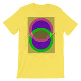 Pink Green Rings Purple Inner & Black Lines Unisex T-Shirt Abyssinian Kiosk Fashion Cotton Apparel Clothing Bella Canvas Original Art