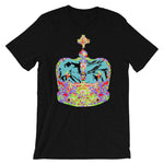 Funky Crown Light Blue Unisex T-Shirt Abyssinian Kiosk Empress Menen Crown Haile Selassie Colors African Royal Royalty Fashion Cotton Apparel Clothing Bella Canvas Original Art