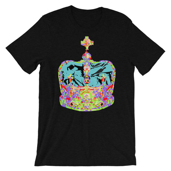 Funky Crown Light Blue Unisex T-Shirt Abyssinian Kiosk Empress Menen Crown Haile Selassie Colors African Royal Royalty Fashion Cotton Apparel Clothing Bella Canvas Original Art