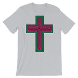 Black Pink Green Maze Cross Unisex T-Shirt Abyssinian Kiosk Christian Jesus Religion Lined Latin Cross Bella Canvas Original Art Fashion Cotton Apparel Clothing