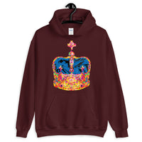 Funky Crown Blue Unisex Hoodie Abyssinian Kiosk Empress Menen Crown Haile Selassie Colors African Royal Royalty Fashion Cotton Apparel Clothing Gildan Original Art