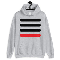 3 Black Bars 1 Red Unisex Hoodie Abyssinian Kiosk Horizontal Lines Fashion Cotton Apparel Clothing Gildan Original Art