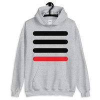 3 Black Bars 1 Red Unisex Hoodie Abyssinian Kiosk Horizontal Lines Fashion Cotton Apparel Clothing Gildan Original Art