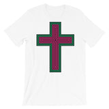 Black Pink Green Maze Cross Unisex T-Shirt Abyssinian Kiosk Christian Jesus Religion Lined Latin Cross Bella Canvas Original Art Fashion Cotton Apparel Clothing