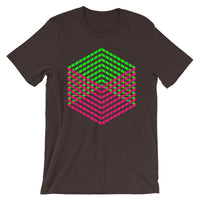 Pink Green Cube Illusion Unisex T-Shirt Abyssinian Kiosk 3D Bars Polygon Fashion Cotton Apparel Clothing Bella Canvas Original Art