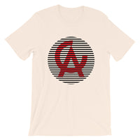 Black Lined Circle Red CA Unisex T-Shirt Lines California State Abyssinian Kiosk Fashion Cotton Apparel Clothing Bella Canvas Original Art