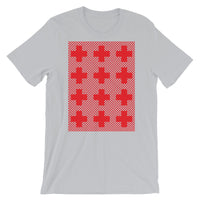 Criss Cross Red Unisex T-Shirt Abyssinian Kiosk 12 Small Equal Arm Crosses Christian Bella Canvas Original Art Fashion Cotton Apparel Clothing