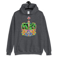 Funky Crown Green Unisex Hoodie Abyssinian Kiosk Empress Menen Crown Haile Selassie Colors African Royal Royalty Fashion Cotton Apparel Clothing Gildan Original Art