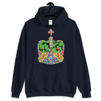 Funky Crown Green Unisex Hoodie Abyssinian Kiosk Empress Menen Crown Haile Selassie Colors African Royal Royalty Fashion Cotton Apparel Clothing Gildan Original Art