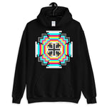 Psychedelic #12 Cross White Unisex Hoodie Abyssinian Kiosk Equal-Armed Cross Ethiopian Jesus Christian Trip Trippy Colorful Gildan Original Art Fashion Cotton Apparel Clothing