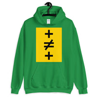 Crosses Not Made Equal Unisex Hoodie Abyssinian Kiosk Plus Sign Not Equal to Mathematics Yellow Black Gildan Original Art Fashion Cotton Apparel Clothing