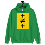 Crosses Not Made Equal Unisex Hoodie Abyssinian Kiosk Plus Sign Not Equal to Mathematics Yellow Black Gildan Original Art Fashion Cotton Apparel Clothing