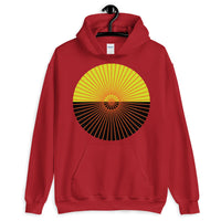 Orange Cube Spokes Mustard Top Black Bottom Unisex Hoodie Abyssinian Kiosk Squares Bicycle Spokes Dual Color Circle Fashion Cotton Apparel Clothing Gildan Original Art