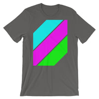 Cyan Magenta Green Stripes Unisex T-Shirt Abyssinian Kiosk Diagonal Stripes Fashion Cotton Apparel Clothing Bella Canvas Original Art