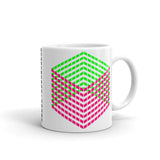 Pink Green Cube Illusion Kaffa Mug