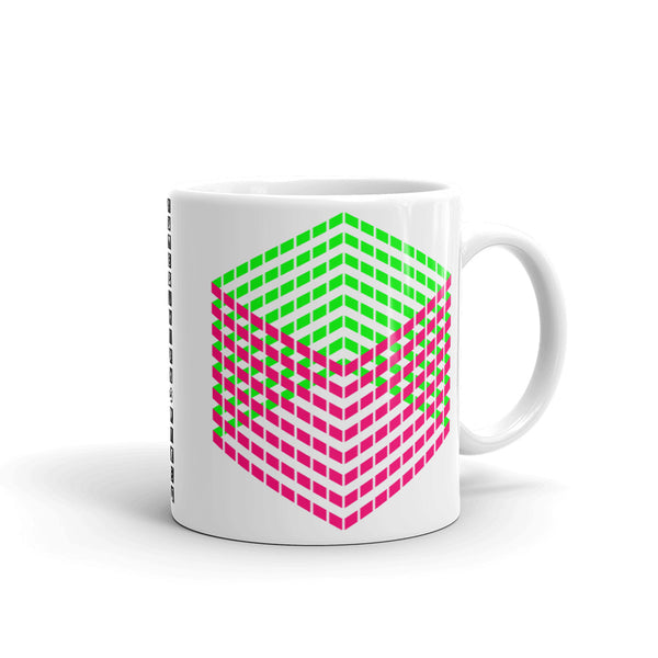 Pink Green Cube Illusion Kaffa Mug