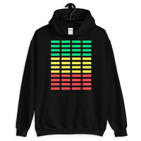 Green Yellow Red Grid Bars Unisex Hoodie Abyssinian Kiosk Rectangle Bars Spaced Evenly Grid Pattern Fashion Cotton Apparel Clothing Gildan Original Art