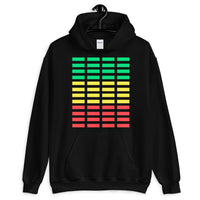 Green Yellow Red Grid Bars Unisex Hoodie Abyssinian Kiosk Rectangle Bars Spaced Evenly Grid Pattern Fashion Cotton Apparel Clothing Gildan Original Art