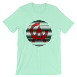 Black Lined Circle Red CA Unisex T-Shirt Lines California State Abyssinian Kiosk Fashion Cotton Apparel Clothing Bella Canvas Original Art