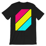 Pink Yellow Cyan Stripes Unisex T-Shirt Abyssinian Kiosk Diagonal Stripes Fashion Cotton Apparel Clothing Bella Canvas Original Art