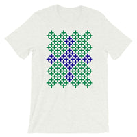 Dark Green & Navy Blue Cross Pattern Unisex T-Shirt Abyssinian Kiosk Ethiopian Coptic Orthodox Tewahedo Christian Bella Canvas Original Art Fashion Cotton Apparel Clothing