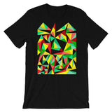 Green Yellow Red Triangles Unisex T-Shirt Abyssinian Kiosk Falling Triangles Fashion Cotton Apparel Clothing Bella Canvas Original Art