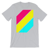 Pink Yellow Cyan Stripes Unisex T-Shirt Abyssinian Kiosk Diagonal Stripes Fashion Cotton Apparel Clothing Bella Canvas Original Art