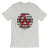 Black Lined Circle Red CA Unisex T-Shirt Lines California State Abyssinian Kiosk Fashion Cotton Apparel Clothing Bella Canvas Original Art