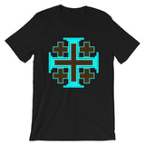 Cyan Black Orange #12 Cross Unisex T-Shirt Abyssinian Kiosk Ethiopian Christian Jesus Religion Equal Arm Bella Canvas Original Art Fashion Cotton Apparel Clothing