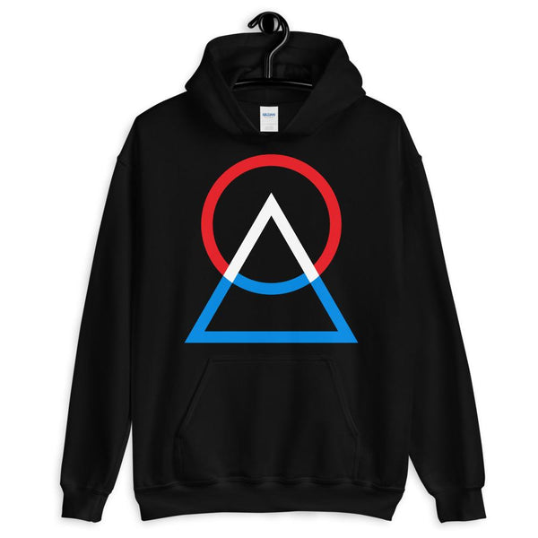 Red White Blue Circle Triangle Unisex Hoodie Abyssinian Kiosk Harmonious Meeting Fashion Cotton Apparel Clothing Gildan Original Art