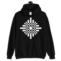 White Pixel Cross Unisex Hoodie Abyssinian Kiosk Equal Armed Cross Pixelated Fashion Cotton Apparel Clothing Gildan Original Art