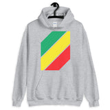 Green Yellow Red Stripes Unisex Hoodie Abyssinian Kiosk Diagonal Stripes Fashion Cotton Apparel Clothing Gildan Original Art