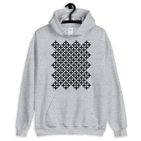 Black Solid Cross Pattern Unisex Hoodie Abyssinian Kiosk Equal-Armed Cross Ethiopian Coptic Orthodox Christian Gildan Original Art Fashion Cotton Apparel Clothing